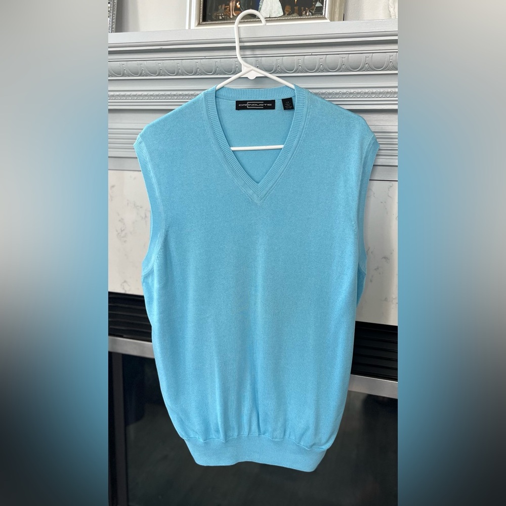 CARNOUSTIE Mens Blue Golf Sweater 100% Pima Cotton Size Large